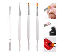 4 Pcs Nail Brushes for Gel Nails for DIY Nail Art Designs - 2 in 1 Polymer Gel Brush Dual 4 different styles white