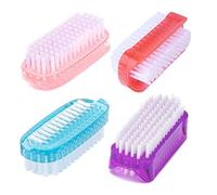 4 Pcs Nail Clean Brush，Plastic Handle Nail Finger Tip Scrubbing Brushes Double Sided & Vertical Cleaning Scrubbing Brush for Toes Nails Hands Garden, Home & Salon Use