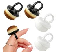 4 Pcs Nail Dust Brush, Soft Bristle Nail Brushes for Cleaning Nails Ring Style, Nails Supplies for Manicure Fingertip Cleaning Home Salon (Black, White)
