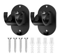 4 Pcs Nail Free Curtain Rod Holders, No Drill Curtain Pole Brackets, Strong Adhesive Self Stick Wall Mount, Dual Installation, Heavy Duty for Bathroom Shower and Window Rods