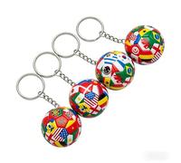 4 Pcs National Flags Football Keychain 4cm 2026 Soccer Keyring Mini World Football Key Chain with Country Flags Soccer Ball Key Rings Sport Fan Souvenir Party Favours Gifts for Backpack Keys (Style A)
