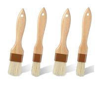4 Pcs Natural Bristle Pastry Brush, Beech Wooden Handle Basting and Food Grade BBQ Basting Brushes for Cooking Butter Oil Marinade Grilling & Baking Kitchen Food Brush (1 inch & 1.5 inch)