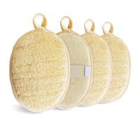 4 PCS Natural Loofah, Natural Loofah Sponge Exfoliating, Eco-Friendly and Biodegradable Loofah Natural, Loofahs, Body Loofah, Natural Loofah Sponge, Bath Loofah for Women and Men(Beige)