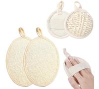 4 PCS Natural Loofah Sponge Pads Reusable Face Loofa Brush Soft Exfoliating Body Scrubber for Cleaning Face Body Back