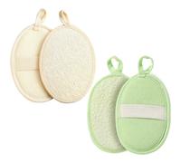 4 Pcs Natural Loofah Sponge Set Biodegradable Exfoliating Body Scrubber Soft Natural Plant-Based Luffa Sponge Pads for Gentle Shower Body Face Care Reusable Bathroom Accessories for Men & Women
