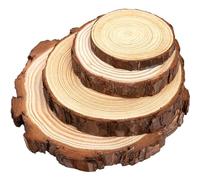 4 Pcs Natural Pine Wooden Slabs，Unfinished Wooden Ornaments for Crafts，Wood Circles with No Hole，Table Decor，Centerpieces，Christmas Decorate，DI(Size:Diameter：15-16cm（5.9-6.3in） Thickness：2cm（0.79in）)