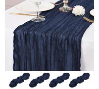 4 Pcs Navy Blue Cheesecloth Table Runner, 21x120 inch Blue Table Runner Rustic Gauze Romantic Long Sheer Fabric 10Ft Cheese Cloth Table Runners for Wedding Party Bridal Baby Shower