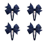 4 Pcs Navy Hair Accessories,Navy Blue Hair Accessories Kit,Kids Bow Clips Headband Style Ribbon Bows Barrettes Bands Ponytail Holder For Little Girls Toddlers Teens School/Birthday Gift