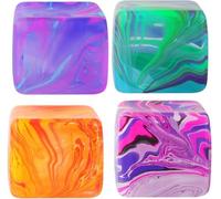 4 Pcs Needoh-Nice Squishy Toys for Stress Relief, Ice Cube Stress Relief Fidget Toys, Squeeze Doh Cube Squishy Fidget Toys,Sensory Stress Balls for Autism Anxiety Relief for Kids Adults