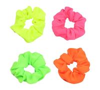 4 Pcs Neon Hair Scrunchies ,neon hair accessories,scrunchies for girls,80s Style Soft Elastic Ponytail Ties, Thick Solid Color Bands for Women & Girls, Festival, Christmas & Halloween Party Accessorie