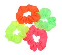 4 Pcs Neon Scrunchies for Hair 80s Soft Hair Scrunchy Elastic Ponytail Hair Ties Solid Colors Thick Bands Hair Accessories for Women Girls Festival Christmas Halloween Party