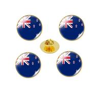 4 Pcs New Zealand Flag Button Pins, Round Crystal Glass Flag Lapel Pins, New Zealand Travel Souvenirs, National Day Patriots Day Accessories, One Size, Metal, no gemstone