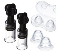 4 Pcs Nipple Sucker Nipple Corrector Cups - Women Nipple Inverted, Flat and Shy Nipples (1 Pair Black Transparent, 1 Pair with Travel Case)