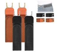 4 PCS No Buckle Belts for Men & Women,Adjustable Tactical Metal Hook Elastic Buckleless Belt Magic Tape Work Belt for Work, Business, Travel, Jeans, Black and Brown, Fit 2 loop distance 7"-10"