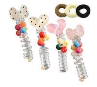 4 Pcs No Damage Soft Elastic Spiral Hair Ties, for Women Braided Telephone Spiral, Colorful Twisted Hair Wire Pony Hairs Tie, Soft Stretchy Spiral Hairs Ties (4Pcs-C)