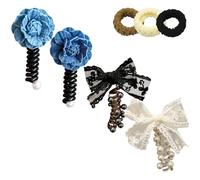 4 Pcs No Damage Soft Elastic Spiral Hair Ties, for Women Braided Telephone Spiral, Colorful Twisted Hair Wire Pony Hairs Tie, Soft Stretchy Spiral Hairs Ties (4Pcs-D)