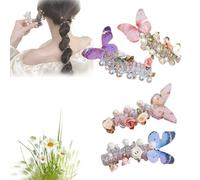 4 Pcs No Damage Soft Elastic Spiral Hair Ties, Soft Braided Elastic Spiral Hairs Ties for Women, Twisted Ponytail Holders for Stretching Natural Hair Pearl Ponytail Holders(B-4PCS)