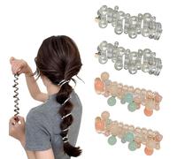 4 Pcs No Damage Soft Elastic Spiral Hair Ties, Twisted Hair Wire Pony Hairwire, Multicolor Phone Cord Hair Ties, Plastic No Crease Spiral Hair Tie For Women & Girls (#04)