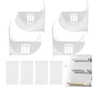 4 Pcs No Punching Trash Bag Dispenser Plastic Bag Holder White Wall Mounted Plastic Bag Organizer Garbage Bag Dispenser Grocery Bag Holder for Home Kitchen Storage and Organization