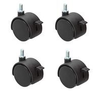 4 Pcs Nylon Plastic Replacement Caster 360 Degree Rotate Furniture Caster Wheel Swivel Caster Wheels with Brake,Threaded Stem M8x15mm,Wear Resistant,for Office Cabinets,Black(1.5inch) (1.5inch)
