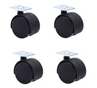 4 Pcs Nylon Swivel Stem Castors Furniture Caster 1.5Inch/2Inch Replacement Caster Plate Casters,No Brake,with Fixing Plate,Wear Resistant,for Computer Desks,Office Cabinets,Black(2inch) (Black 1.5in