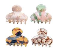 4 Pcs Octopus Hair Clips Leopard Print Acrylic Hair Claw Medium Tortoise Hair Clips for Women Strong Grip Non-slip Jaw Clips for Thick and Medium Hair Hair Styling