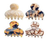 4 Pcs Octopus Hair Clips Leopard Print Acrylic Hair Claw Medium Tortoise Hair Clips for Women Strong Grip Non-slip Jaw Clips for Thick and Medium Hair Hair Styling