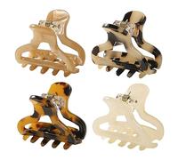 4 Pcs Octopus Hair Clips Leopard Print Acrylic Hair Claw Medium Tortoise Hair Clips for Women Strong Grip Non-slip Jaw Clips for Thick and Medium Hair Hair Styling