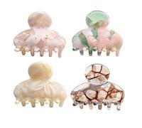 4 Pcs Octopus Hair Clips Leopard Print Acrylic Hair Claw Medium Tortoise Hair Clips for Women Strong Grip Non-slip Jaw Clips for Thick and Medium Hair Hair Styling
