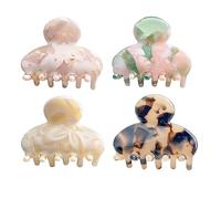 4 Pcs Octopus Hair Clips Leopard Print Acrylic Hair Claw Medium Tortoise Hair Clips for Women Strong Grip Non-slip Jaw Clips for Thick and Medium Hair Hair Styling