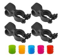 4 Pcs of Bicycle Clips, with 5 Pcs Luminous Valve Covers, Bicycle Light Holder, Fixed Frame, Walking Stick Holder, Wheelchair Accessories