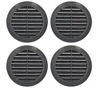 4 Pcs of Graphite Grey Louvred Wall Vent Grille with Flyscreen for Ø 100 mm / 4" Round Wall Outlet - Air Ventilation Duct Cover with Anti-Insect Mesh and Rear Spigot, Tough and Durable ABS Plastic