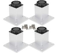 4 pcs of Heavy Duty Furniture Feet, DIY Furniture Aluminum Alloy Sofa Legs, Heavy Duty Metal Cabinet Legs, Height Adjustable 0-18mm, for Bedside Table, Sofa, with Screws,Silver-12cm(4.7in)