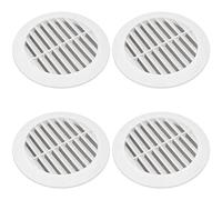 4 Pcs of White Louvred Wall Vent Grille with Flyscreen for Ø 100 mm / 4" Round Wall Outlet - Air Ventilation Duct Cover with Anti-Insect Mesh and Rear Spigot, Tough and Durable ABS Plastic