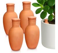 4 Pcs Olla Terracotta Self Watering Pots, Clay Irrigation Pots Bulk for Plants, Garden Watering Devices for Indoor Outdoor Plants, 16 x 8 cm