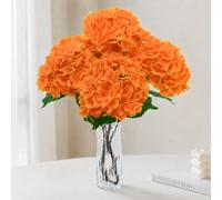 4 Pcs Orange Hydrangea Artificial Flowers for Home Office Cafe Decoration | 7.87Inch Large Hydrangea Flowers, 176Pcs Faux Real Touch Soft Petals, 19.7Inch Long Stems, Wedding Party Arrangements Decor