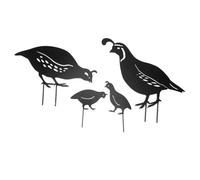 4 Pcs Outdoor Quail Family Yard Decor for Outdoor Garden Yard, Innovative Iron Art Hand Crafted Metal Quail Stake Statue Garden Ornaments, Gifts for Women Men Adults Friends