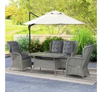 Outsunny 4 PCs Outdoor Rattan Sofa Set, Wicker Sectional Sofa Set Light Grey, Grey