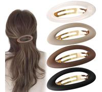 4 PCS Oval Hair Barrettes Anti Slip Automatic Hair Clips Vintage Metal Snap-on Hair Clip Simple Large French Tortoise Shell Hair Clips Accessories for Girls Women Thick Short Long Hair
