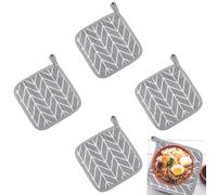 4 Pcs Oven Pot Holders with Pocket, Kitchen Pot Holders Thickened Cotton Pot Holders, Pot Holders Heat Resistant Oven Square Pot Holder Hot Pads for Table Bowl Cup Kitchen Cooking Baking, Grey Lattice