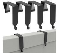 4 PCS Over The Door Hook Office Cubicle Hangers Cubicle Walls Hooks, Universal Panel Partition Metal Hooks for Hanging File Bins, Keys, Whiteboard, Black