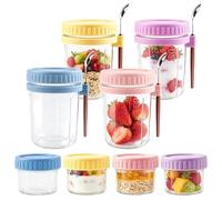 4 PCS Overnight Oats Containers with Lids and Spoon, 360ML Glass Mason Jars | Leak Proof Mason Jars for Oats, Cereal, Fruit, Yogurt, Meal Prep