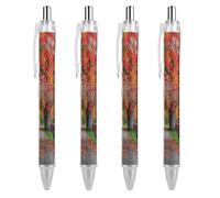 4 PCS Pack Retractable Black Ballpoint Pens for Smooth Writing 0.5mm Fine Point Fineliner Refillable Quick Dry Gel Ink On The Tree-Lined Path Rollerball Pens Comfort Grip for Journaling Note Taking
