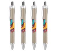 4 PCS Pack Retractable Black Ballpoint Pens for Smooth Writing 0.5mm Fine Point Fineliner Refillable Quick Dry Gel Ink Retro Colorful Roller Skates Rollerball Pens Comfort Grip for Journaling Note Tak