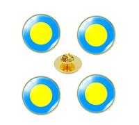 4 Pcs Palau Flag Button Pins, Round Crystal Glass Flag Lapel Pins, Palau Travel Souvenirs, National Day Patriots Day Accessories