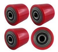 4 pcs Pallet Truck Rollers Polyurethane 80 x 70mm, Axle 20mm Pallet Truck Wheels with Ball Bearings Wheels Rollers Industrial Spare Parts for Pallet Trucks Transport Trolleys Material Transporters