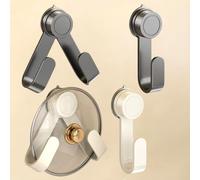 4 Pcs Pan Lid Holder, Pan Lid Holder Cupboard Door, Saucepan Lid Storage, Pot Lid Holder for Cupboard Doors, Lid Holder, Pan Lid Organiser, Lid Holder, Gun Grey and Cream White Suction Cup Design
