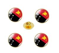 4 Pcs Papua New Guinea Flag Button Pins, Round Crystal Glass Flag Lapel Pins, Papua New Guinea Travel Souvenirs, National Day Patriots Day Accessories, One Size, Metal, no gemstone