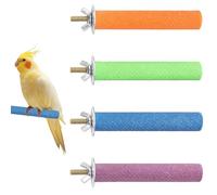 4 Pcs Parrot Perch, Bird Perches For Cage, Bird Perch, 20cm, Birdcage Scrub Stand Wood, Rough Sand Perches Grinding Grinding Nail For Parrot, Stand For Cage (Orange + Blue + Green+Purple)