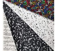 4 Pcs Patchwork Cloth, Colorful Music Note Stave Joy Music Score Black White Bundle Cotton Fabric DIY Fabric Patchwork, 25x25cm